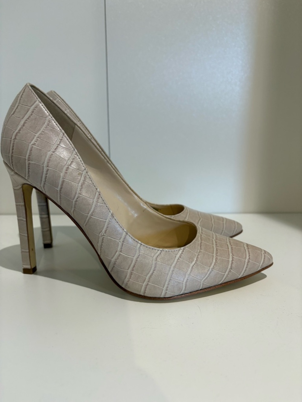 Nine West GOVU JOMEA 4FX - Leather Nude/Beige Heels Size 6.5